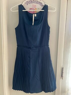 LC Lauren Conrad Navy Textured Sleeveless Dress